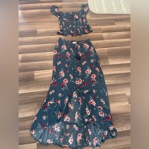 Floral Two-Piece Set with Skirt and Top